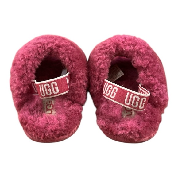 UGG Kids Pink Fluffy Slippers - Picture 3 of 5